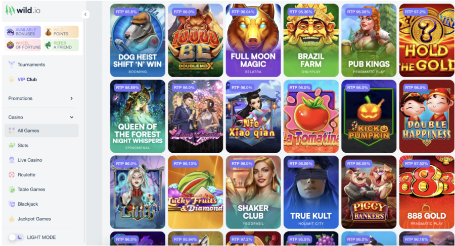 List of all crypto casino games on Wild.io
