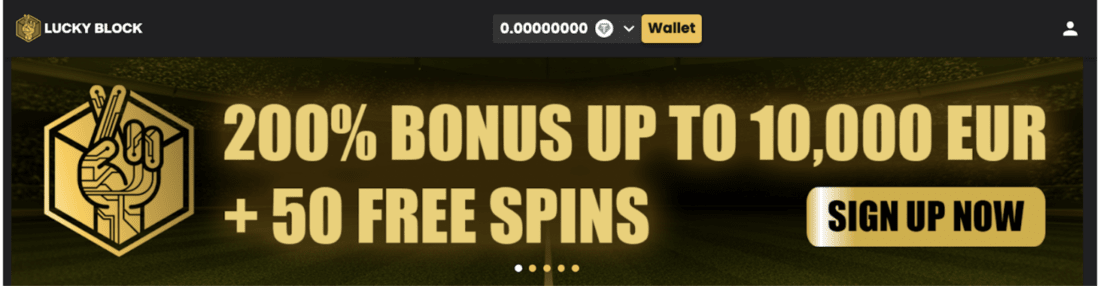 Lucky Block 200% bonus up to 10,000 Euro + 50 free spins