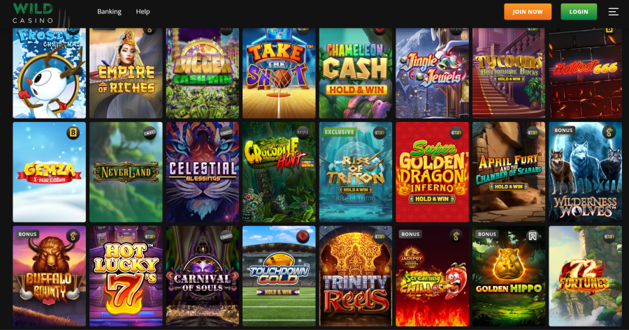 wild casino games library screenshot